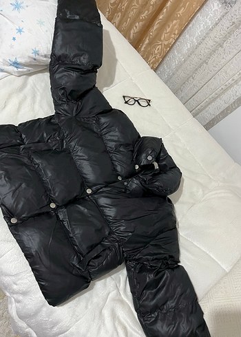 Düğmeli Siyah Uzun Kadın Kışlık Mont