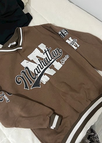 Kahverengi Baskılı Kadın Sweatshirt