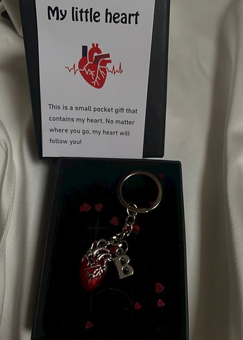 Kalp detay notlu kişiye özel anahtarlık - Görsel 2