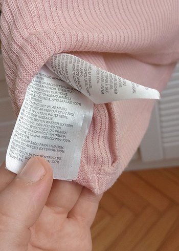 Düğmeli Pembe  Triko Kısa Kollu Tişört - Görsel 5