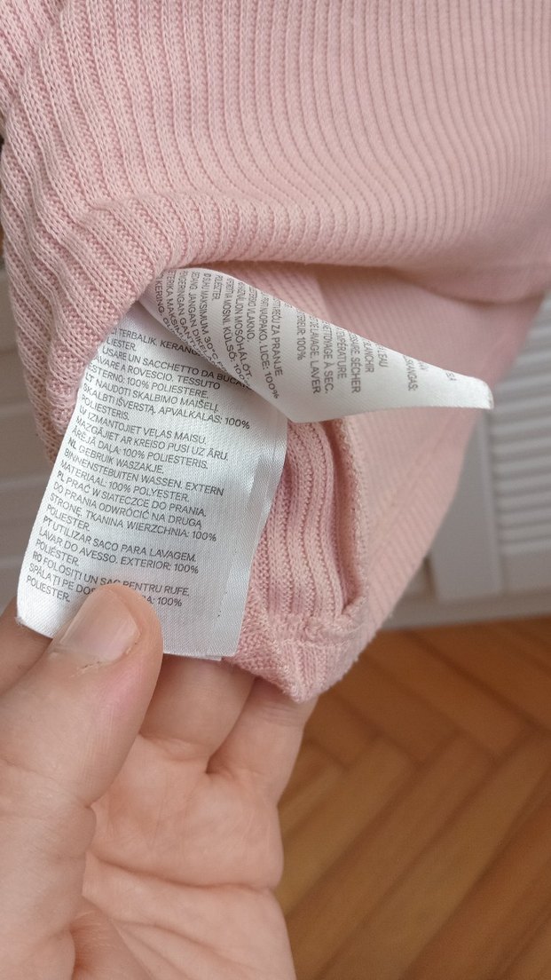 Düğmeli Pembe  Triko Kısa Kollu Tişört - Görsel 5