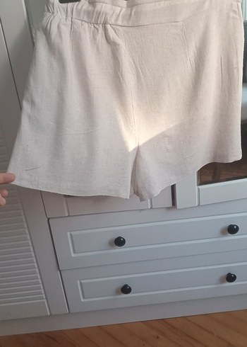 Bej Keten Şort - Görsel 6