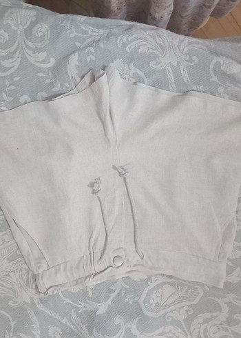 Bej Keten Şort - Görsel 9