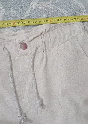 Bej Keten Şort - Görsel 10