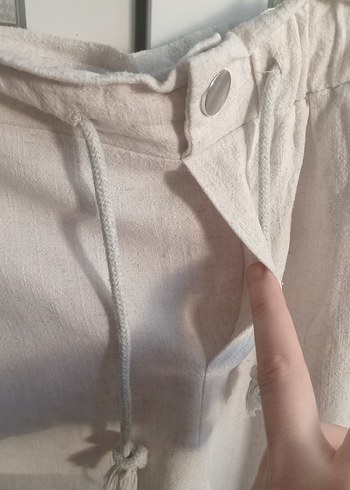 Bej Keten Şort - Görsel 8