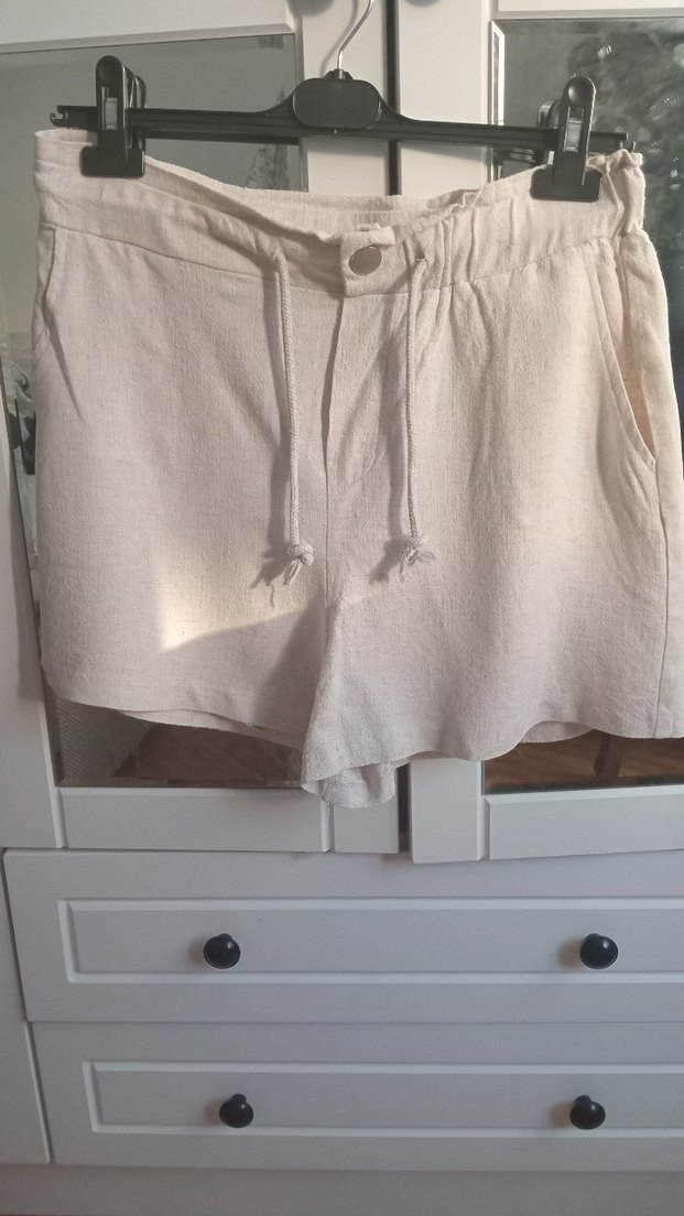 Bej Keten Şort - Görsel 2