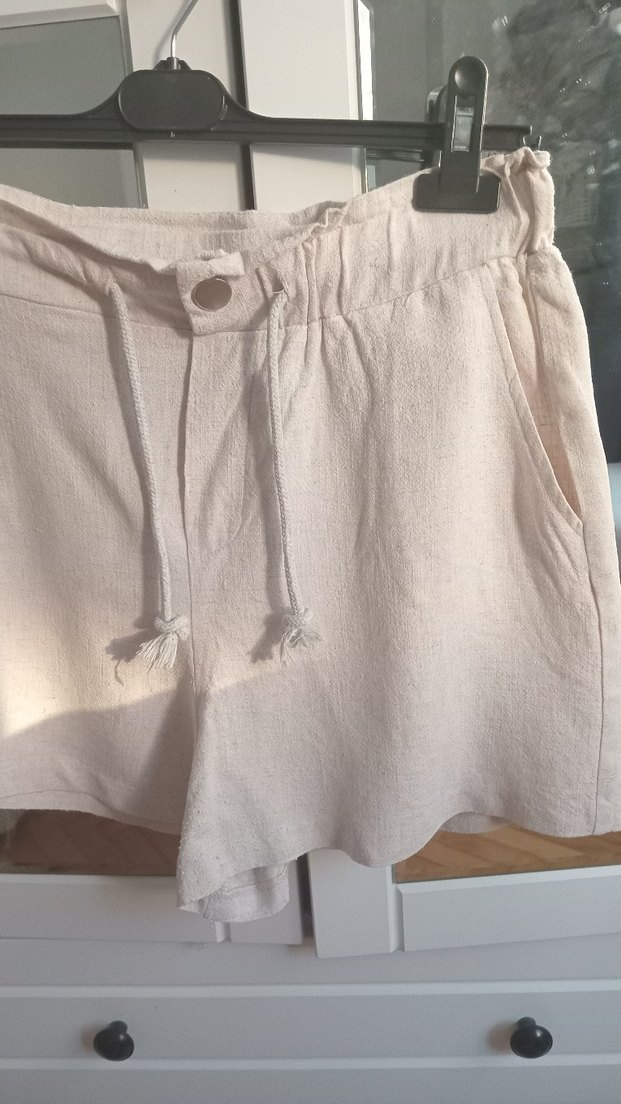 Bej Keten Şort - Görsel 5