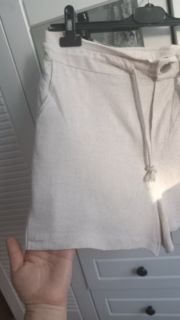 Bej Keten Şort - Görsel 3