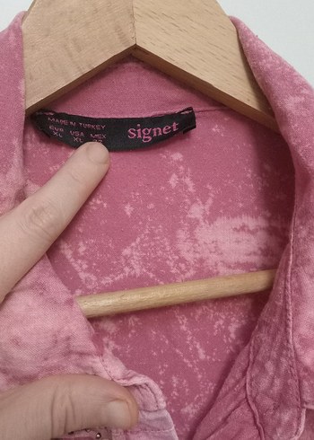 Düğmeli, Nakışlı Pembe Bohem Kadın Gömlek - Görsel 2