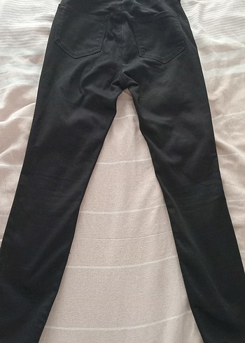 Düğmeli Siyah Kadın Denim Pantolon - Görsel 9