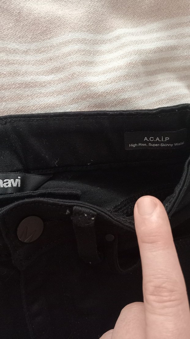 Düğmeli Siyah Kadın Denim Pantolon - Görsel 3