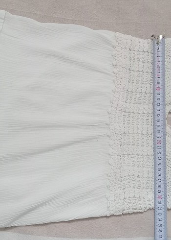 İnce Askılı Beyaz Nakışlı Mini Örgü Elbise - Görsel 9