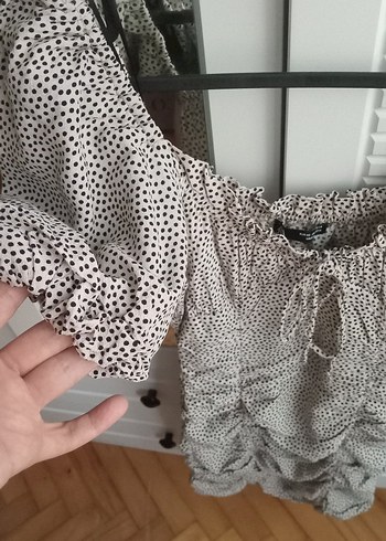 s Beden beyaz Renk Kısa Kollu V Yakalı Puantiyeli Mini Elbise