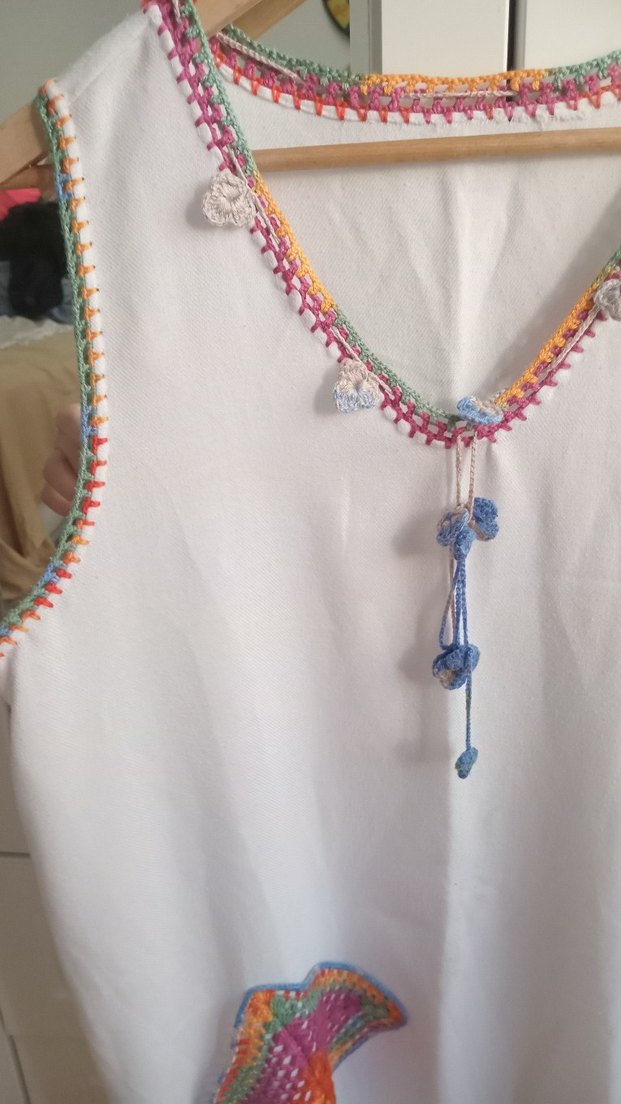 Boncuk İşlemeli Uzun Bohem Hamile Tuniği - Görsel 3