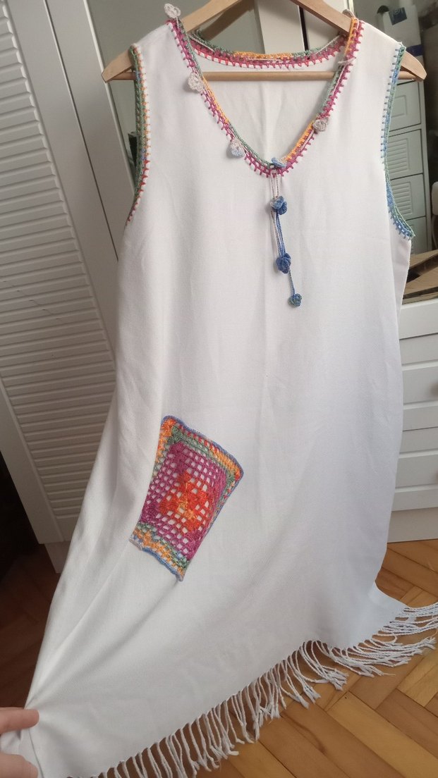 Boncuk İşlemeli Uzun Bohem Hamile Tuniği - Görsel 4