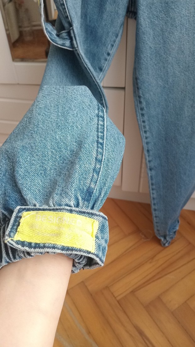 Mavi Beli Kemerli Rahat Kesim Denim Pantolon - Görsel 5