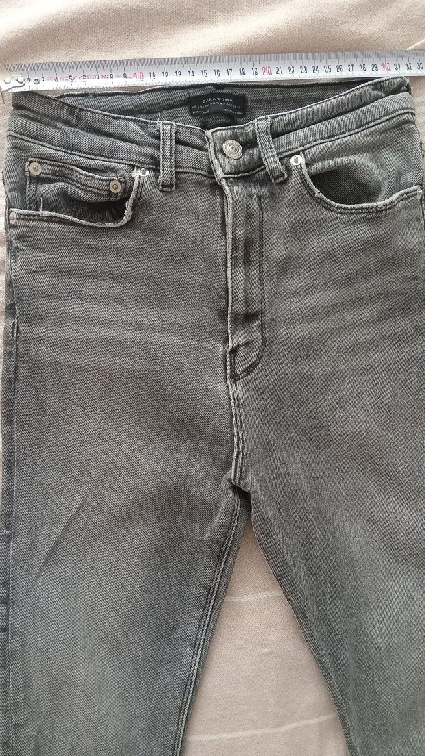 Düğmeli Gri Kadın Kot Pantolon - Görsel 5