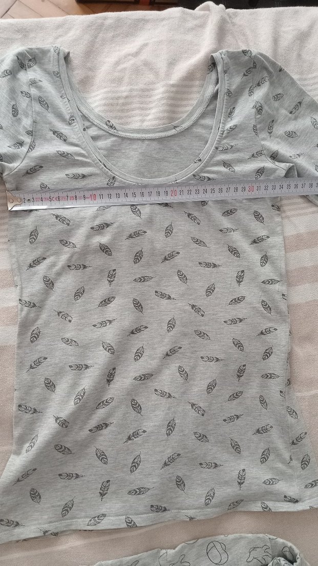 Gri Yaprak Desenli Kısa Kollu Kadın Pijama Takımı - Görsel 3