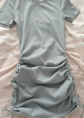 H&M Gri Kısa Kollu Midi Elbise