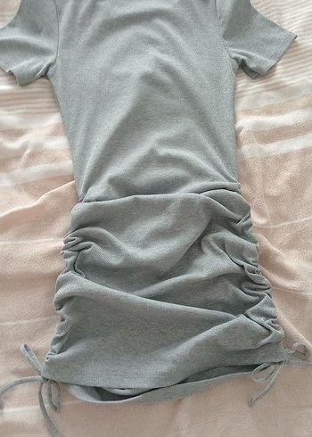 Gri Kısa Kollu  Midi Elbise - Görsel 6