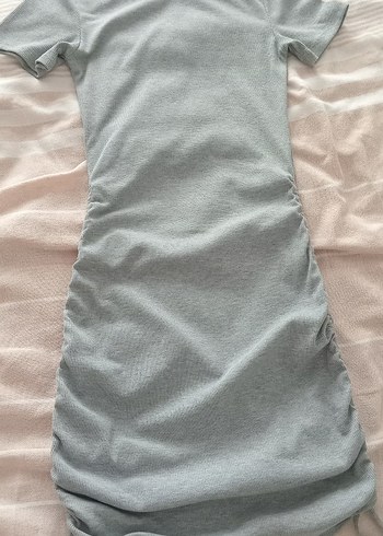 Gri Kısa Kollu  Midi Elbise - Görsel 8