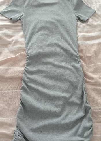 Gri Kısa Kollu  Midi Elbise - Görsel 7