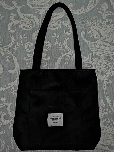 Siyah kadife kumaş çanta