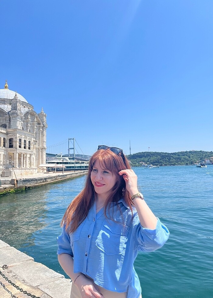 Mavi kısa kollu gömlek - Görsel 4