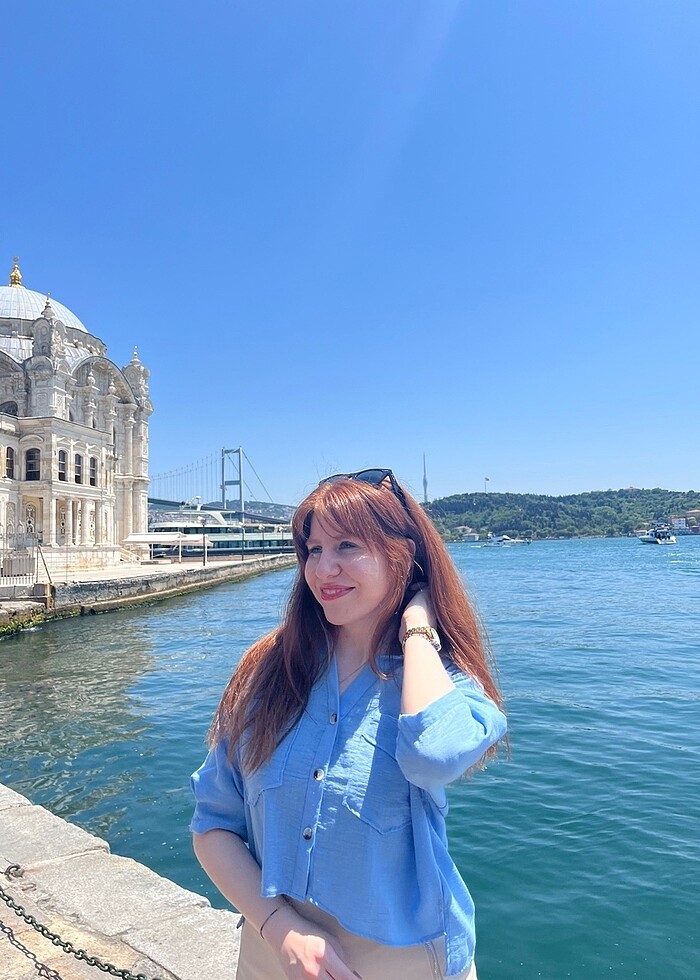 Mavi kısa kollu gömlek - Görsel 5