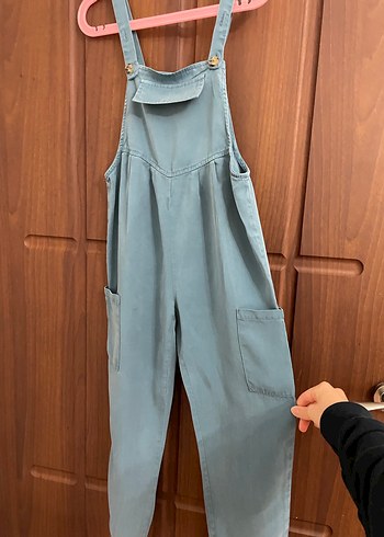 Mavi Midi Boy Rahat Kesim Kot Tulum - Görsel 2