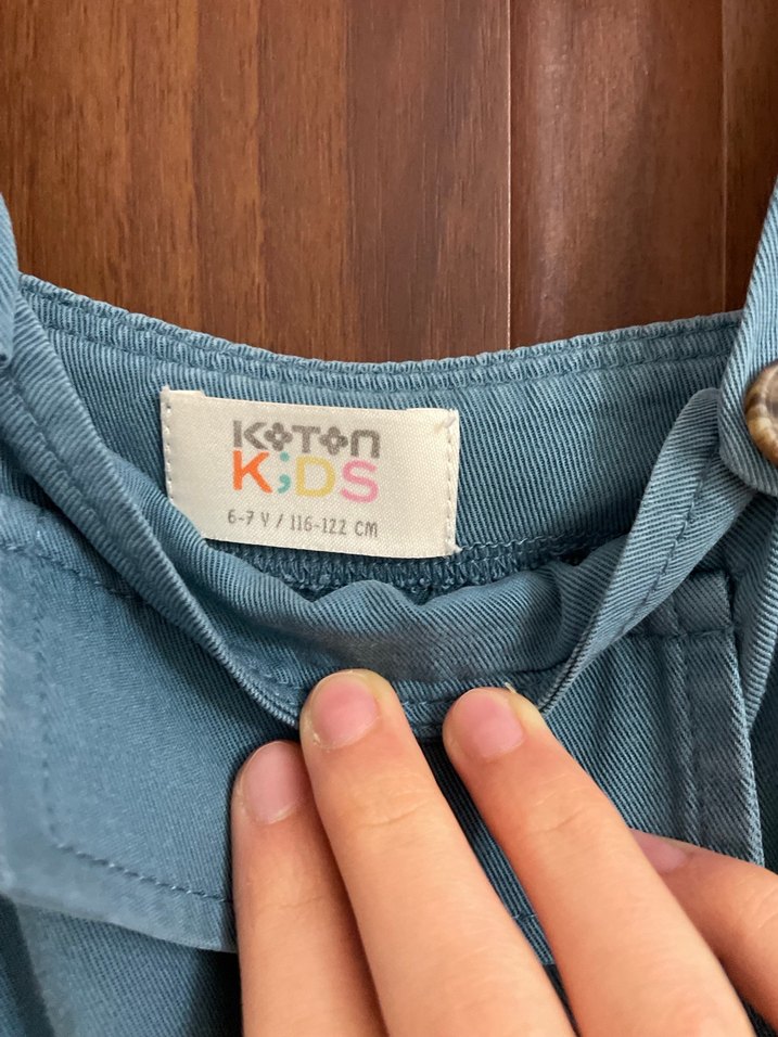 Mavi Midi Boy Rahat Kesim Kot Tulum - Görsel 3