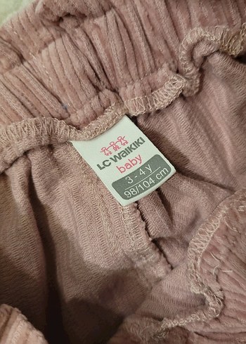 Kız Çocuk Pembe Kadife Pantolon - Görsel 3
