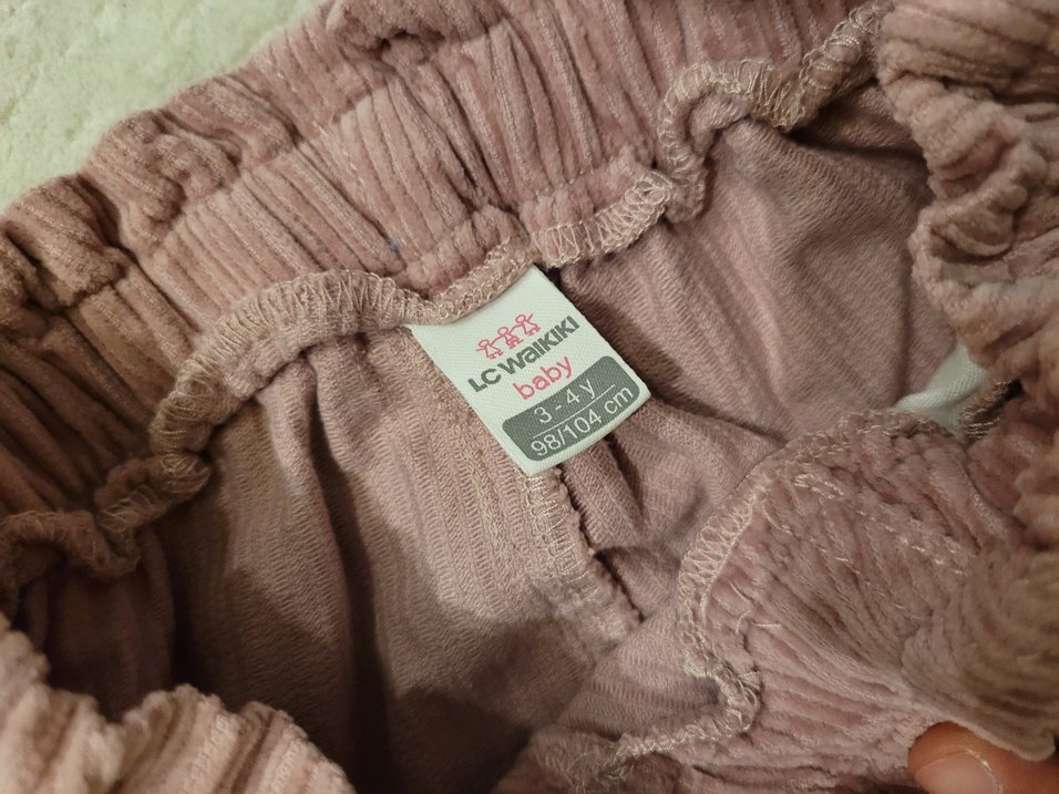 Kız Çocuk Pembe Kadife Pantolon - Görsel 3