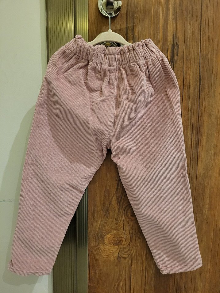 Kız Çocuk Pembe Kadife Pantolon - Görsel 2