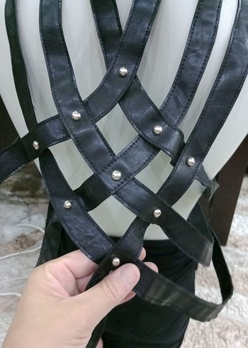 American Vintage Kadın Siyah Deri Goth yelek