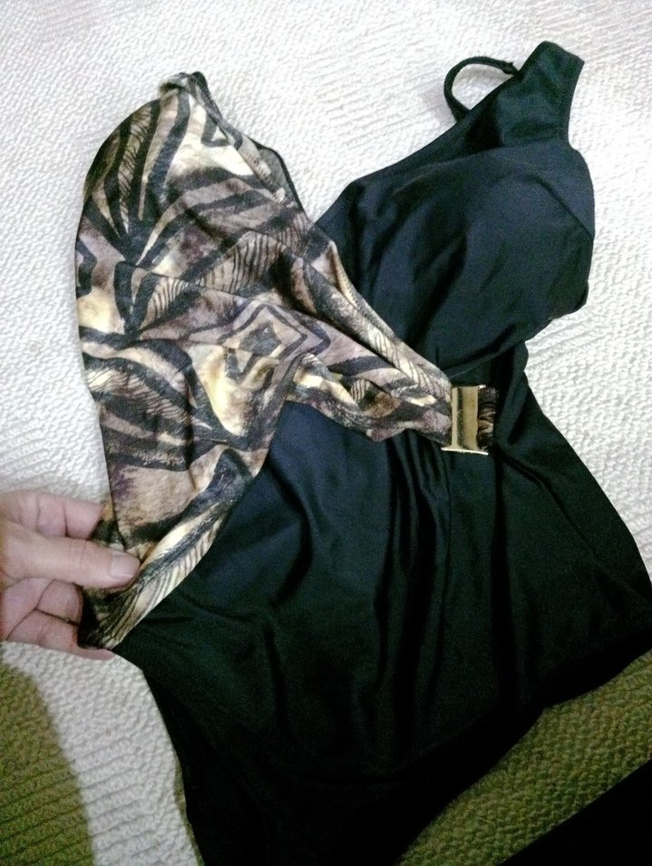 Siyah Drapeli Bağlamalı Mini Mayo - Görsel 4