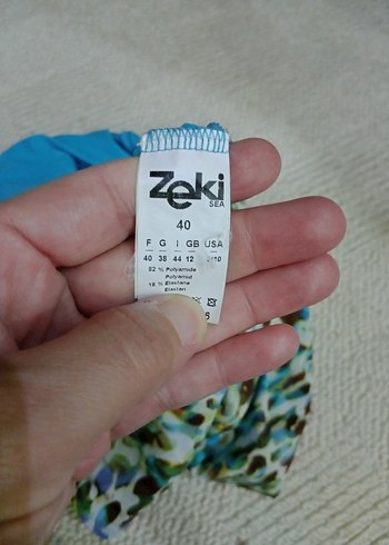 Boncuk Detaylı Turkuaz Desenli Kadın Mayo - Görsel 5