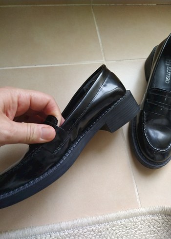 kız erkek Çocuk Siyah Rugan Loafer Ayakkabı - Görsel 2