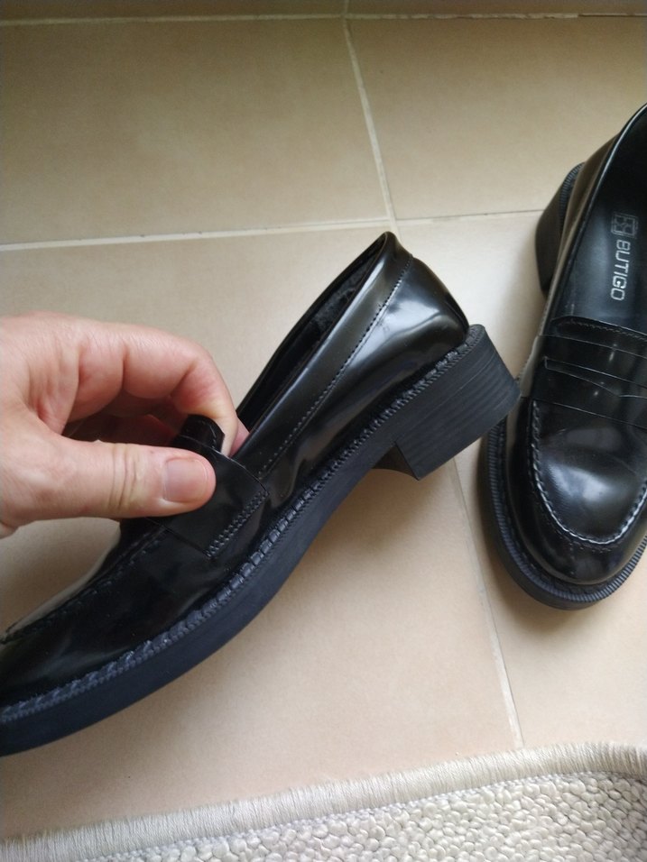 kız erkek Çocuk Siyah Rugan Loafer Ayakkabı - Görsel 2