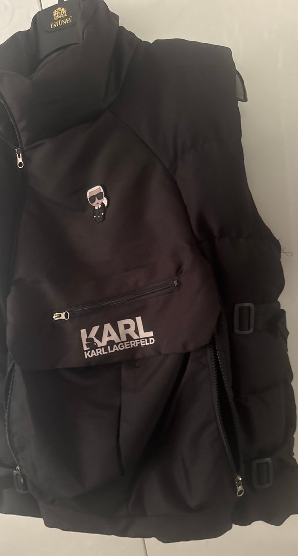 Karl Lagerfeld Siyah Fermuarlı Yelek - Görsel 4