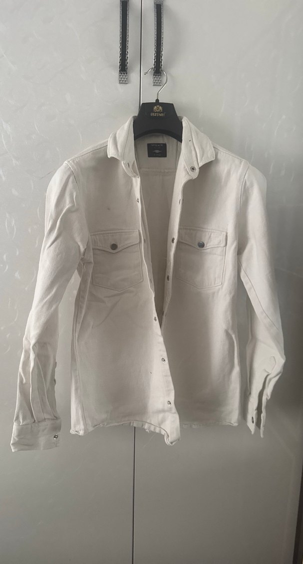 Düğmeli Beyaz Erkek Keten Gömlek - Görsel 2