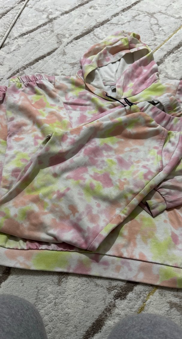 Kız Çocuk Kapüşonlu Batik Desen Sweatshirt - Görsel 5