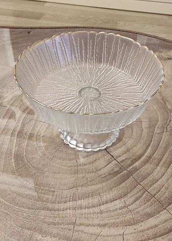 Altın yaldızlı cam ayaklı kase - Görsel 2