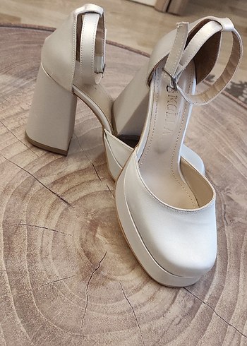 Açık gri Platform Topuklu Kadın Ayakkabı - Görsel 3