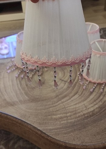 Beden pembe Renk Pembe Süslemeli Abajur Başlıkları