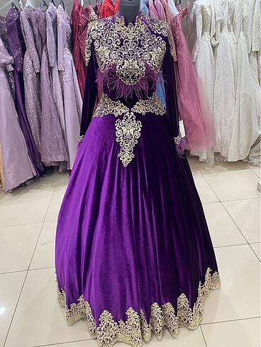 Kınalık bindallı mor kaftan