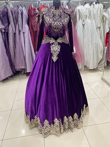 40 Beden mor Renk Kınalık bindallı mor kaftan