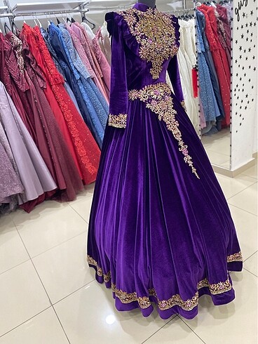 Gelinlik Mor kaftan bindallı kınalık