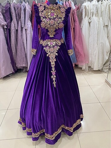 40 Beden mor Renk Mor kaftan bindallı kınalık
