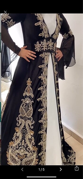 Zara Siyah bindallı kaftan kınalık